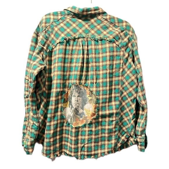 Upcycled Tops - The doors upcycle button down raw hem